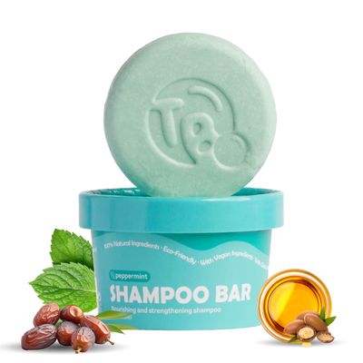 Tree Bottle Shampoo Bar - Peppermint Essential Oils + Biotin, Castor Oil &amp; Batana oil for Volumizing, Nourishing and Strengthening - Organic &amp; Plastic-Free Solid Shampoo Bar - 4.5oz (Pack of 1)
