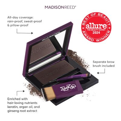 Madison Reed Root Touch Up + Brow Filler, Ombra Dark Brown, Instant Gray Coverage, Fills in Brows &amp; Thinning Hairlines, Temporary Concealing Powder, 0.13 oz (60 uses)