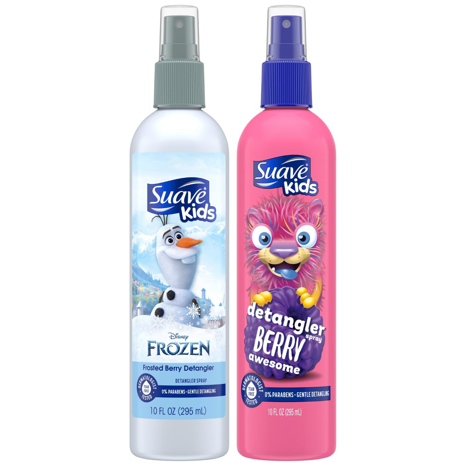 Suave Detangler Spray for Kids Variety 2-Pack - Berry Awesome &amp; Frozen Frosted Berry, Detangling Spray for Kids Hair, Curly, Wavy &amp; Straight, 10 Oz Ea