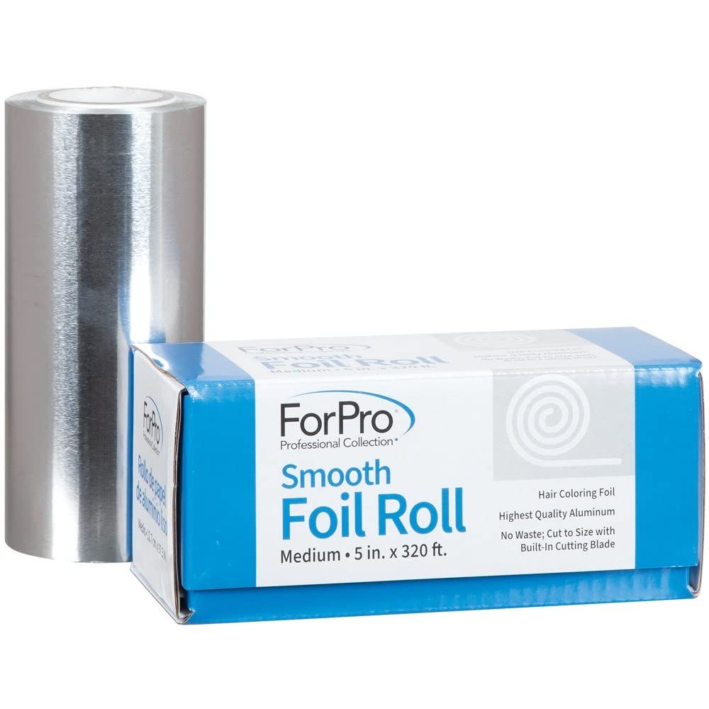ForPro Professional Collection Smooth Aluminum Foil Roll, 320 Ft Hair Foils for Color Application and Highlighting Services, Silver, Medium, 5&quot; W