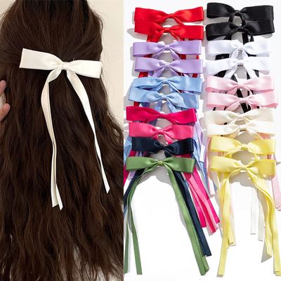 20 Hair Bow Clips with Ribbons, Bowknots, and Long Tails - Barrettes for Women&#39;s Hair Styling