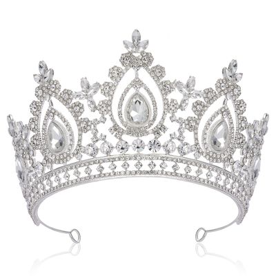 SWEETV Queen Crown for Women,Wedding Tiara for Bride,Princess Tiara,Quinceanera Pageant Crown Diadem,Crystal Headpiece for Birthday Prom,Silver
