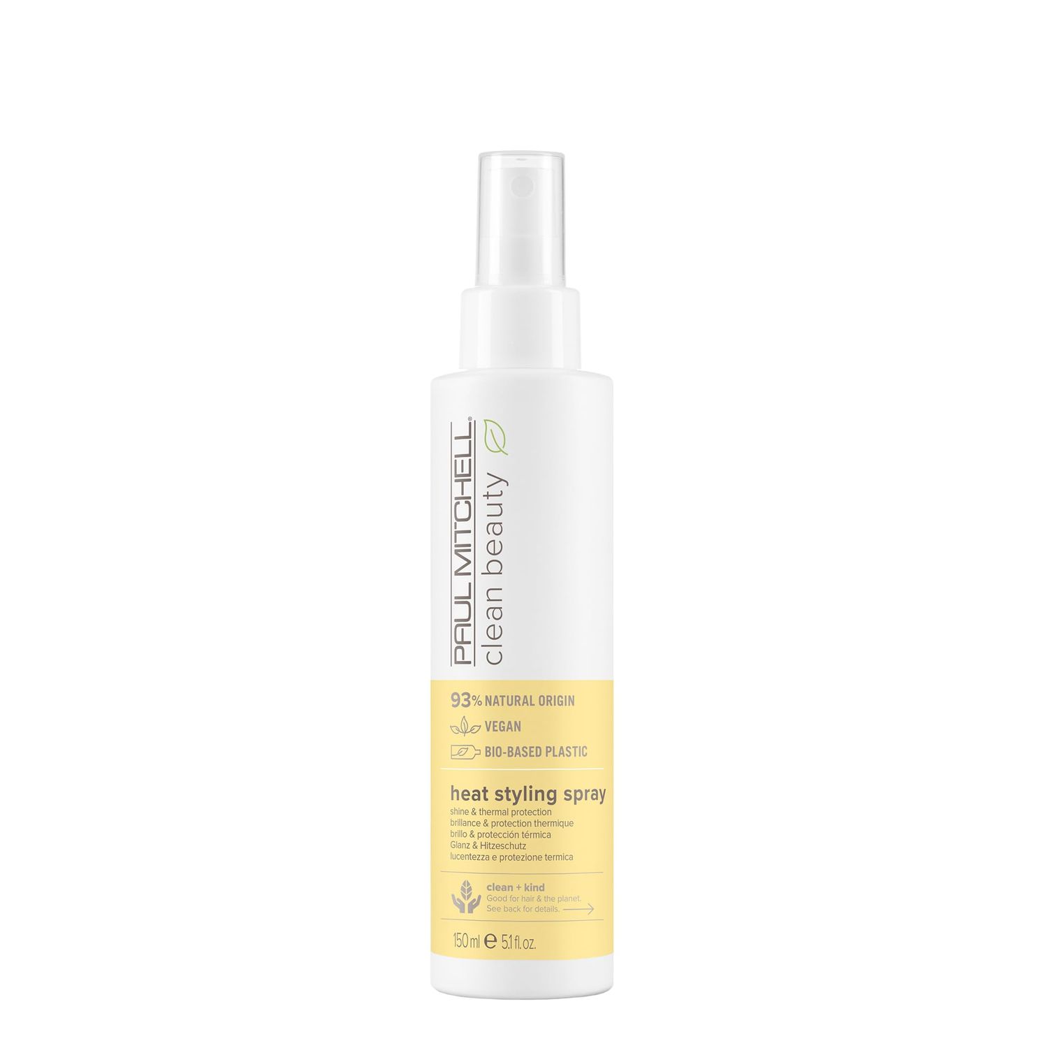 Paul Mitchell Clean Beauty Heat Styling Spray, Shine &amp; Thermal Protection, For All Hair Types That Heat Style, 5.1 fl. oz.