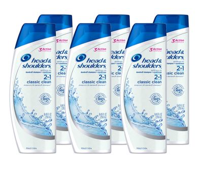 Head and Shoulders Classic Clean 2-in-1 Anti-Dandruff, (Pack of 6)