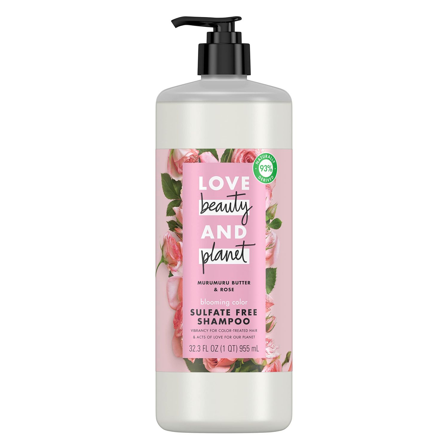 Love Beauty and Planet Blooming Color Sulfate-Free Shampoo Murumuru Butter &amp; Rose, for Color Treated Hair Vegan, Paraben-free, Silicone-free, Cruelty-free 32.3 oz