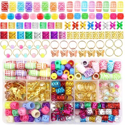 VENOFEN 247PCS Hair Jewelry for Braids Mixed Color Loc Dreadlock Beads Metal Alloy Hair Cuffs Rings Multi Style Braids Accessories Set Hair Decoration for Women and Girls