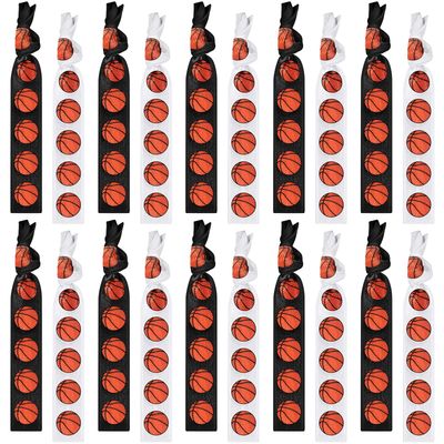 Hanaive 20 Pcs Basketball Hair Accessories Basketball Hair Ties Elastic Ponytail Holders No Crease Ribbon for Team Sport Party(Orange Basketball)
