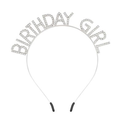 Birthday Headbands for Women Birthday Silver White Tiaras and Crowns for Women Girls Christmas Birthday Party Decorations Happy Birthday Princess Crown Rhinestone Happy Birthday Accessories Crown