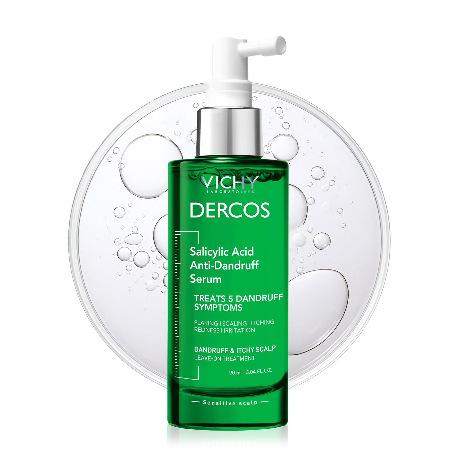 Dercos Salicylic Acid Anti-Dandruff Treatment, Scalp Treatment Targets Dandruff Symptoms &amp; Leaves Head Feeling Hydrated &amp; Soothed, Serum Provides Flake &amp; Itch Relief, 3 Fl. Oz.