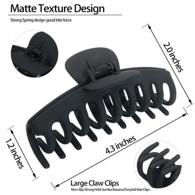 OWIIZI Big Hair Claw Clips for Women - Long Thick Hair 4.3" Nonslip Jumbo Clips With Strong Hold, Large Clamps for Styling (3 Packs)