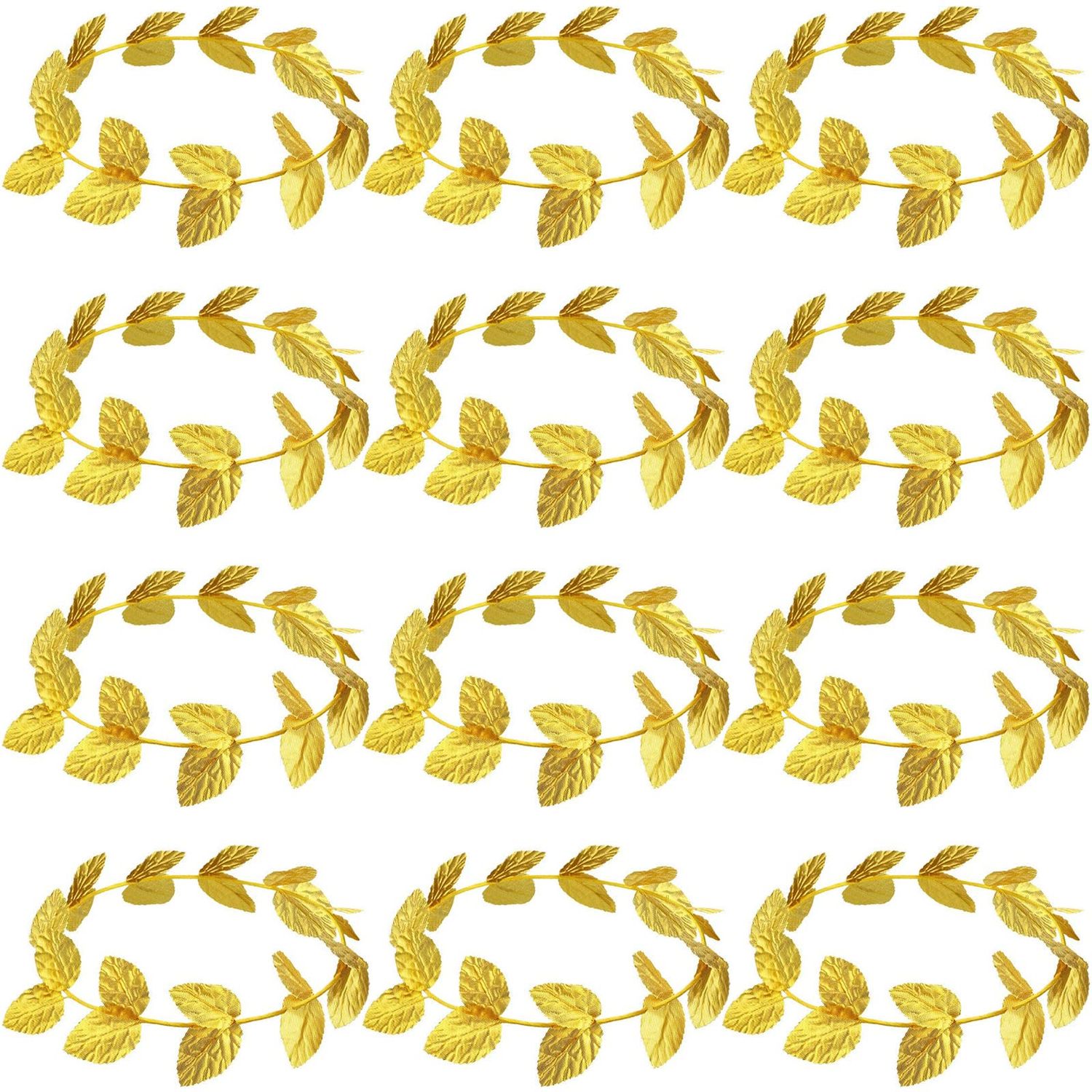Canlierr Gold Laurel Crown Headband, 12 Pieces Halloween Costume Headpiece, Lightweight Greek Goddess Headband, Quality Knitted Fabric Material, for Men Women Toga Party Decoration Accessories