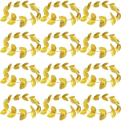 Canlierr Gold Laurel Crown Headband, 12 Pieces Halloween Costume Headpiece, Lightweight Greek Goddess Headband, Quality Knitted Fabric Material, for Men Women Toga Party Decoration Accessories