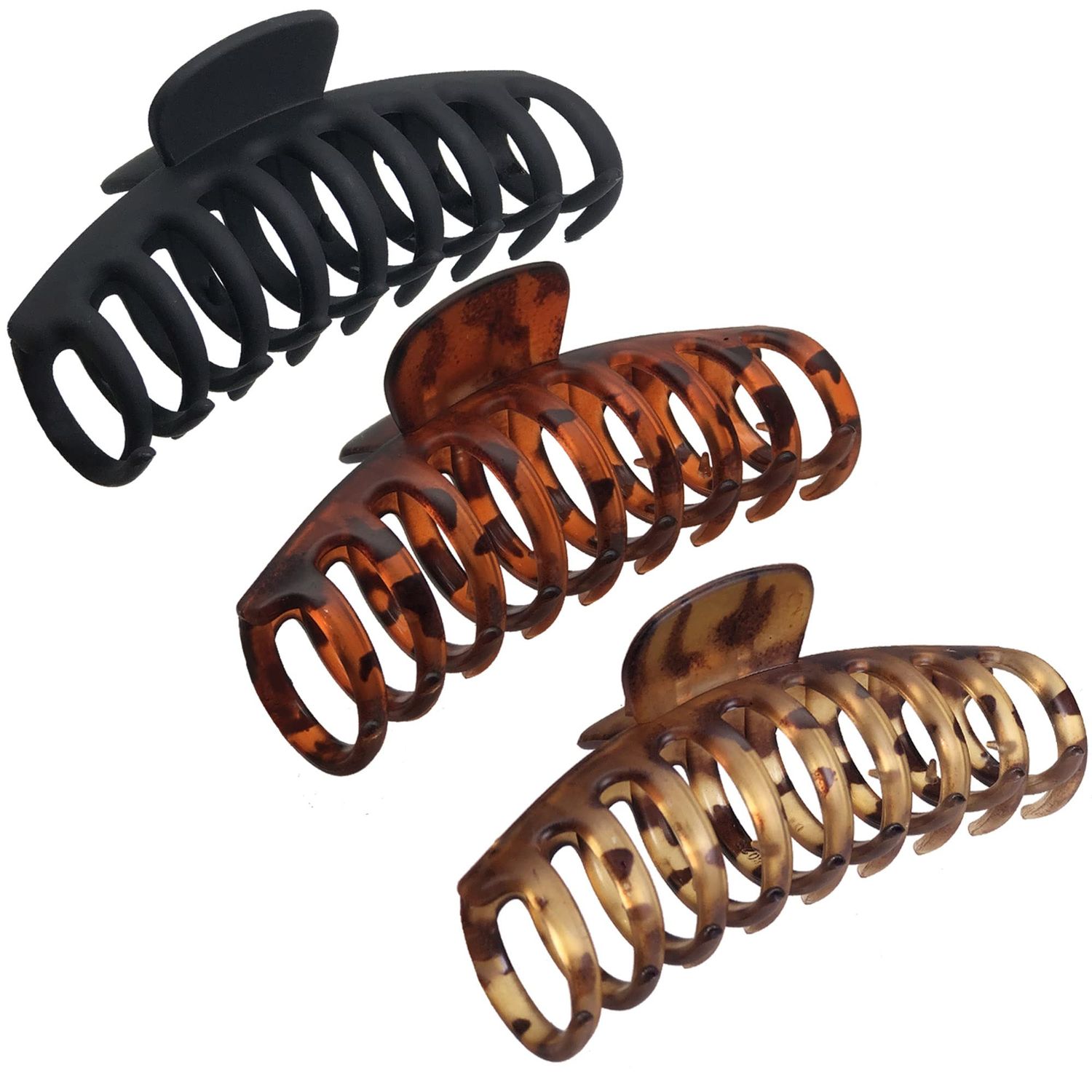OWIIZI Big Hair Claw Clips for Women - Long Thick Hair 4.3&quot; Nonslip Jumbo Clips With Strong Hold, Large Clamps for Styling (3 Packs)