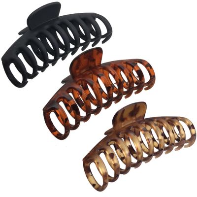OWIIZI Big Hair Claw Clips for Women - Long Thick Hair 4.3&quot; Nonslip Jumbo Clips With Strong Hold, Large Clamps for Styling (3 Packs)