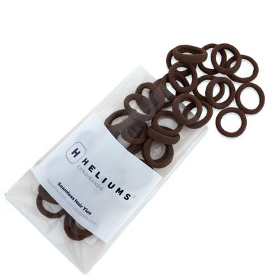 Heliums Mini Hair Ties No Damage - Dark Brown - Extra Small 0.7 Inch Tiny Soft Seamless Hair Bands for Toddlers, Braids, Kids Ponytails- 40 Count