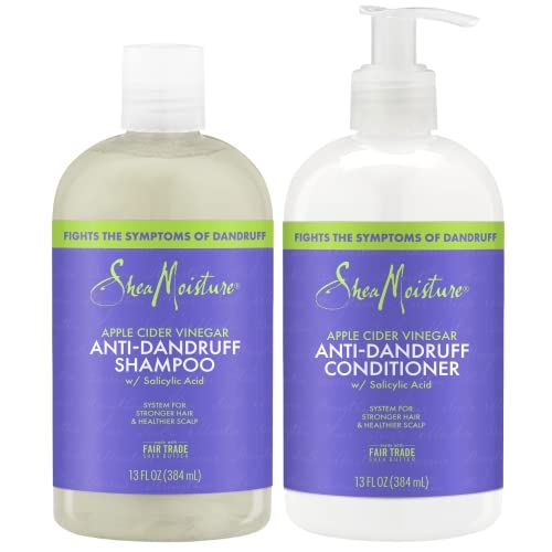 SheaMoisture Anti-Dandruff Shampoo &amp; Conditioner Set -?Apple Cider Vinegar Scalp Treatment w/Salicylic Acid, Hair Strengthening, 12 Oz Ea