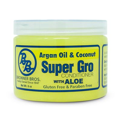 Bronner Bros Argan Oil &amp; Coconut Super Gro - Hair Gel for Dry Itchy Scalp Treatment, Moisturizer, Reduces Dryness &amp; Split-Ends - Made with Vitamin A, E, D, Sage, Argan Oil &amp; Coconut Oil - 6 oz