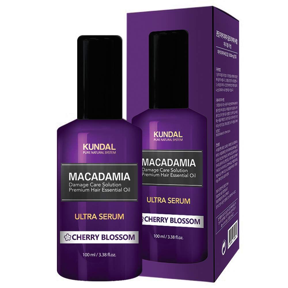 Kundal Ultra Macadamia Oil Hair Serum [Cherry Blossom]- Korean Hair Care Premium Hair Essential Oil, Intense Repair, Deep Nourishment, Frizz Control for All Hair Types 3.38fl oz (Pack of 1)