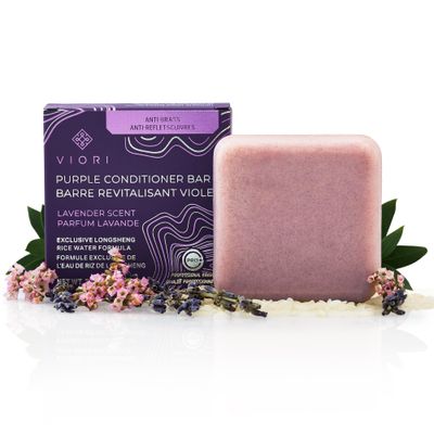 Viori Purple Conditioner Bar - Handcrafted with Longsheng Rice Water &amp; Natural Ingredients - Blonde Hair Toner to Neutralize Brassy Tones