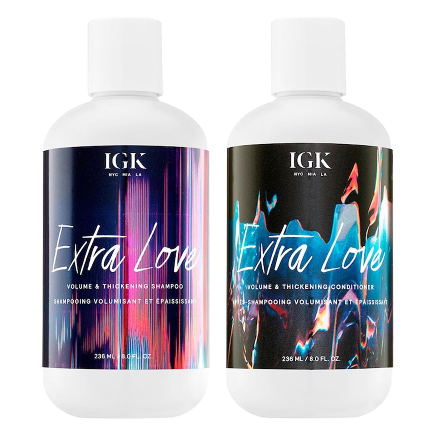 IGK EXTRA LOVE Volume &amp; Thickening Shampoo and Conditioner Set | Lightweight + Supports Scalp + Balance Oil | Vegan + Cruelty Free | 8 Oz