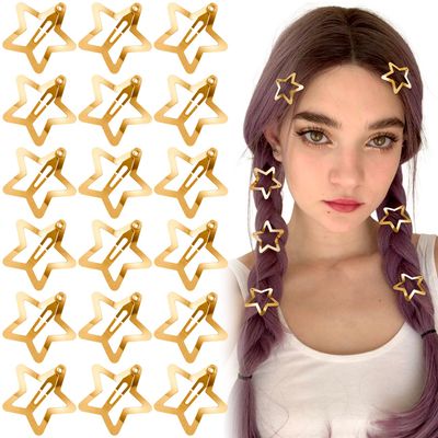 Joez Wonderful 20 Pcs Gold Star Hair Clips, 1.18&quot;/3cm Metal Snap Hair Clips, Cute Star Clips Hair Barrettes, Non-Slip Fashion Hair Accessories for Women Girls