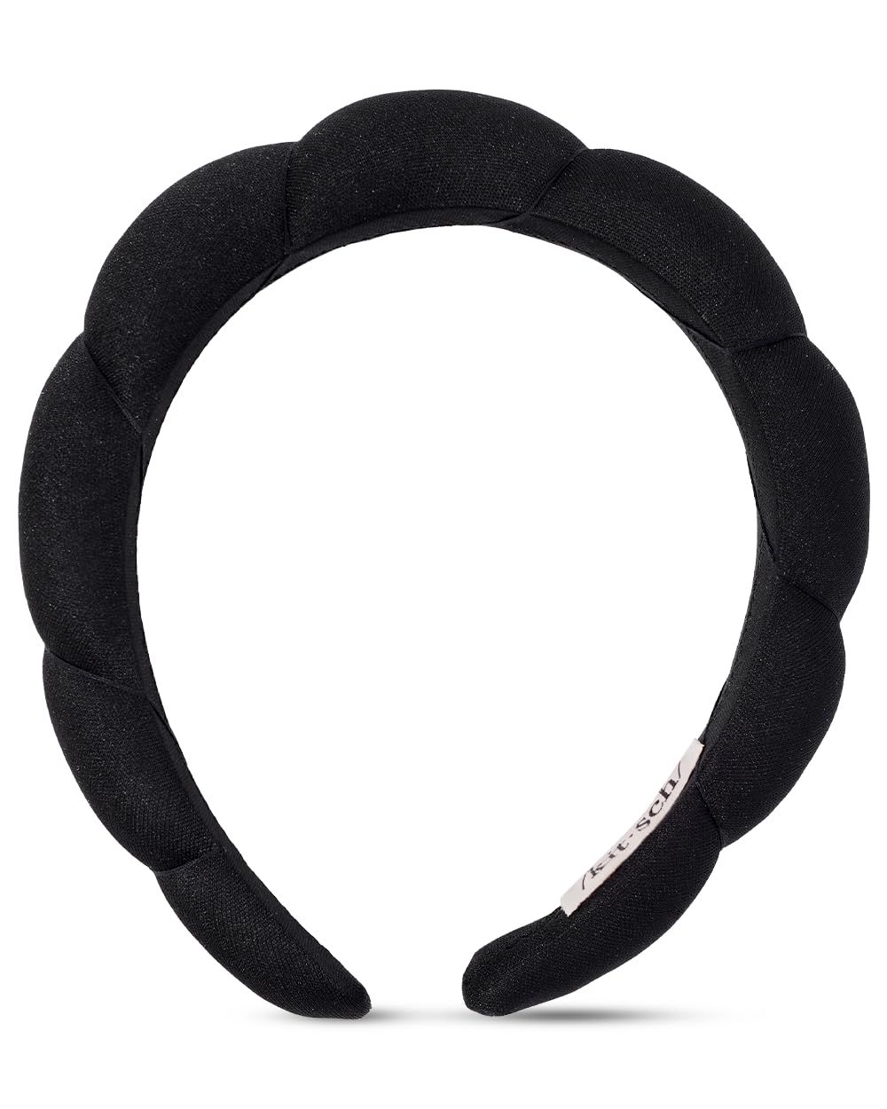 Kitsch Puffy Headband for Women - Face Wash Headband for Girls - Great Hair Accessories for Skin Care, Self Care - Recycled Fabric - Black, 1Pc