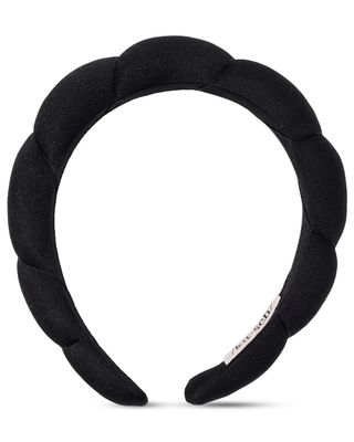 Kitsch Puffy Headband for Women - Face Wash Headband for Girls - Great Hair Accessories for Skin Care, Self Care - Recycled Fabric - Black, 1Pc