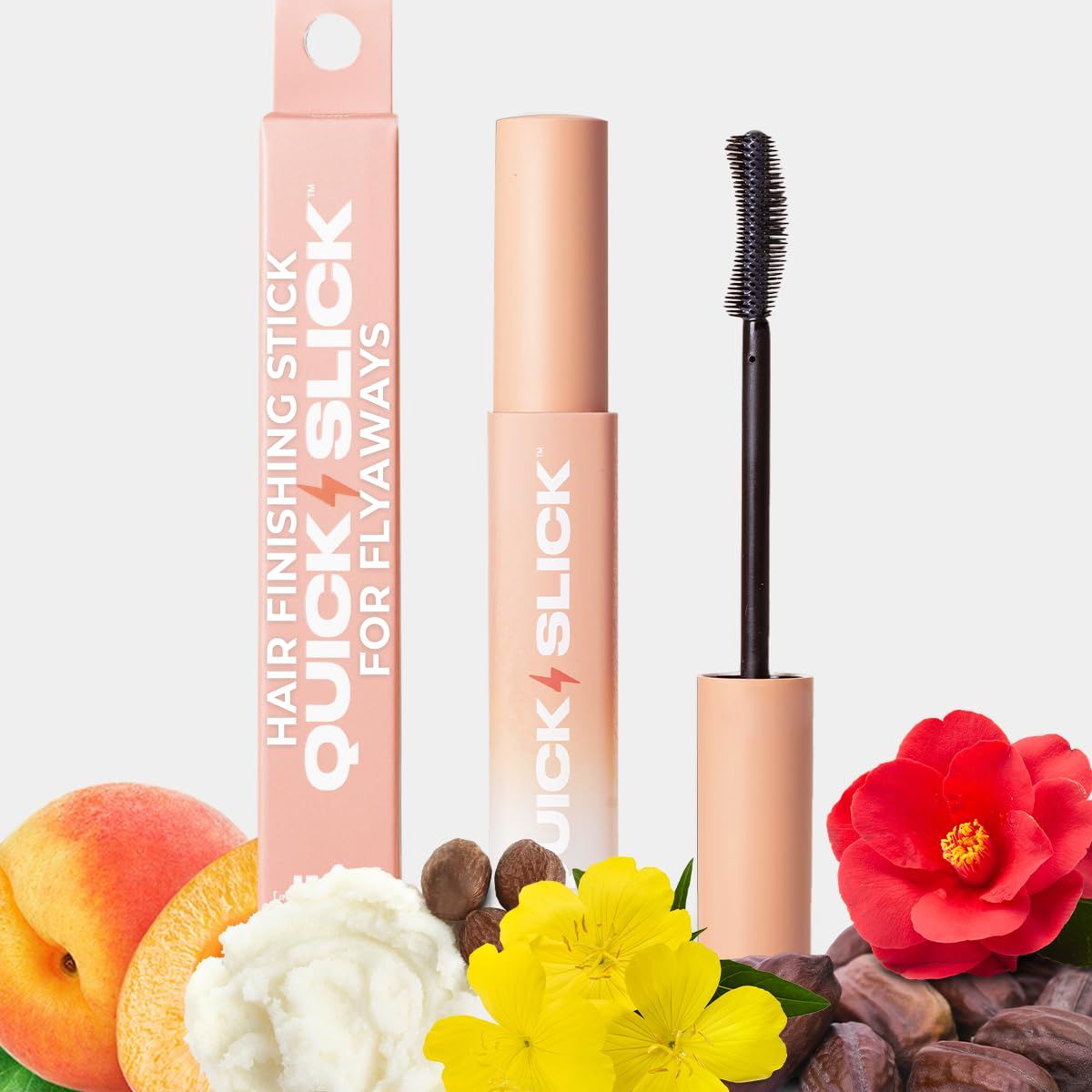 INH Hair Mascara for Flyaways | Quick Slick Hair Finishing Stick for Flyaways, Frizz Control, &amp; Slick Back Look | Non Greasy &amp; Non Comedogenic Smoothing Serum &amp; Frizz Tamer Wand | Peach Tart, 18ml