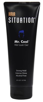 Hair Situation Mr. Cool Wet Look Hair Gel - Strong Hold, High Shine, Alcohol-Free, Clear Styling Formula, Anti-Humidity Frizz Control, Non-Flaking, Non-Greasy, Long-Lasting for All Hair Types 8 Fl Oz