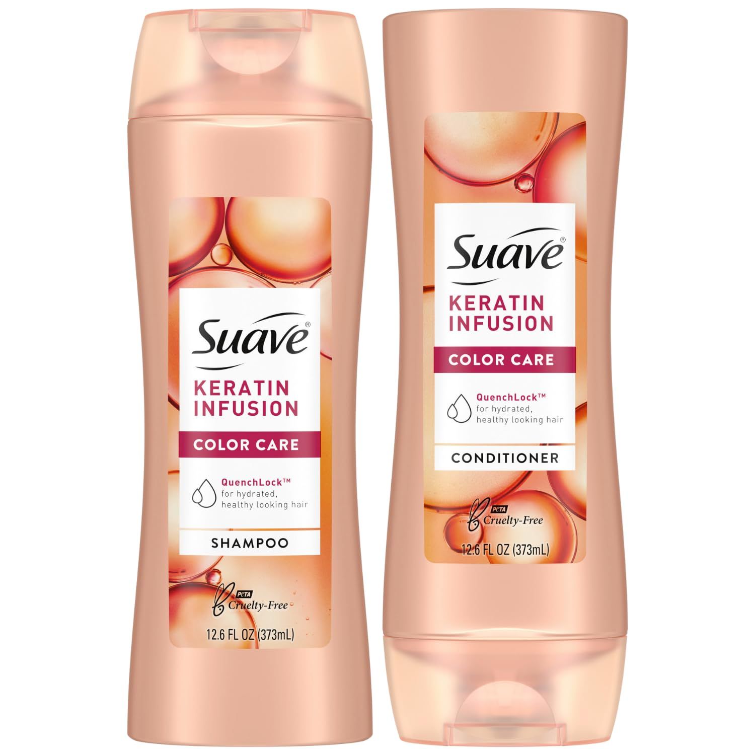 Suave Shampoo and Conditioner Set, Keratin Infusion, Color Care -Keratin Hair Treatment, Detangler &amp; Frizz Control, 12.6 Oz Ea (2 Piece Set)