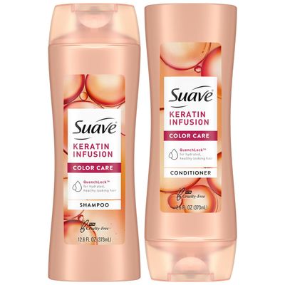 Suave Shampoo and Conditioner Set, Keratin Infusion, Color Care -Keratin Hair Treatment, Detangler &amp; Frizz Control, 12.6 Oz Ea (2 Piece Set)