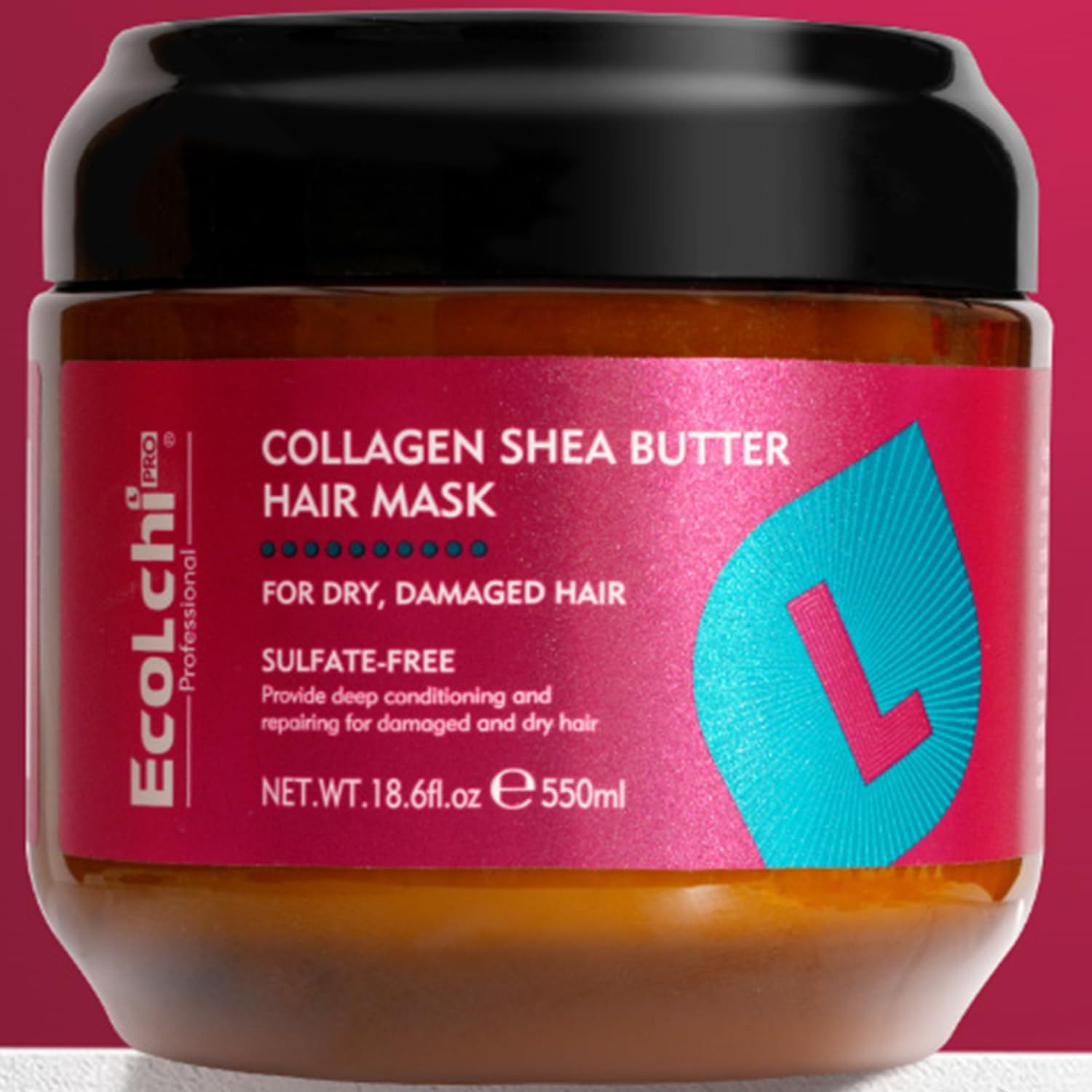 ECOLCHIPRO Ecolchi Collagen Hair Mask Deep Repair Conditioning Shea Butter Collagen Hair Treatment for Dry and Damaged Hair All Hair Types 18.6oz 550ml