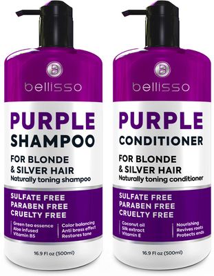 Purple Shampoo and Conditioner Set for Platinum Blonde, Silver, Light, Bleached and Grey Hair - Sulfate and Paraben Free Professional Salon Grade Toner (2 x 16.9 fl oz) - for Women and Men