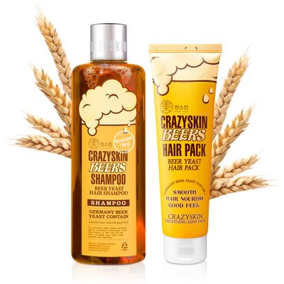 CRAZY SKIN German Beer Shampoo &amp; Hair Conditioner Pack SET - Biotin Rich for hair loss, Hair Regrowth and Thickening, Sulfate free, Anti Hair Loss Treatment hair types