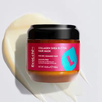 ECOLCHIPRO Ecolchi Collagen Hair Mask Deep Repair Conditioning Shea Butter Collagen Hair Treatment for Dry and Damaged Hair All Hair Types 18.6oz 550ml