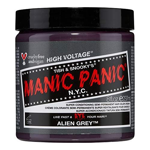 MANIC PANIC Classic Alien Grey Semi Permanent Hair Color - Cool, Medium Slate Grey Hair Dye for Women &amp; Men That Lasts 4-6 Weeks - Vegan, Ammonia &amp; Cruelty-Free - Create &amp; Mix Custom Shades (8oz)