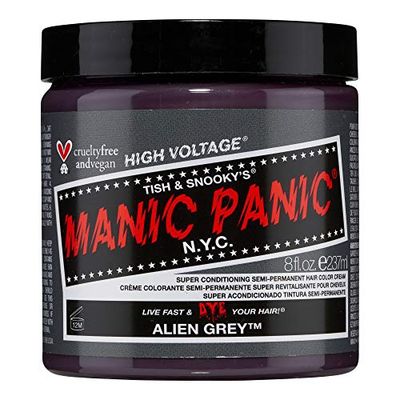 MANIC PANIC Classic Alien Grey Semi Permanent Hair Color - Cool, Medium Slate Grey Hair Dye for Women &amp; Men That Lasts 4-6 Weeks - Vegan, Ammonia &amp; Cruelty-Free - Create &amp; Mix Custom Shades (8oz)