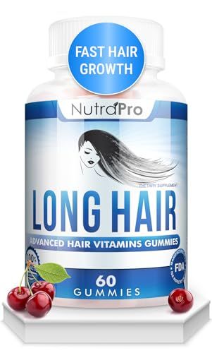 NutraPro Long Hair Gummies - Anti-Hair Loss Supplement for Faster Hair Growth of Weak, Thinning Hair - Grow Long Thick Hair &amp; Increase Hair Volume with Biotin and 10 Hair Vitamins.for Men and Women.