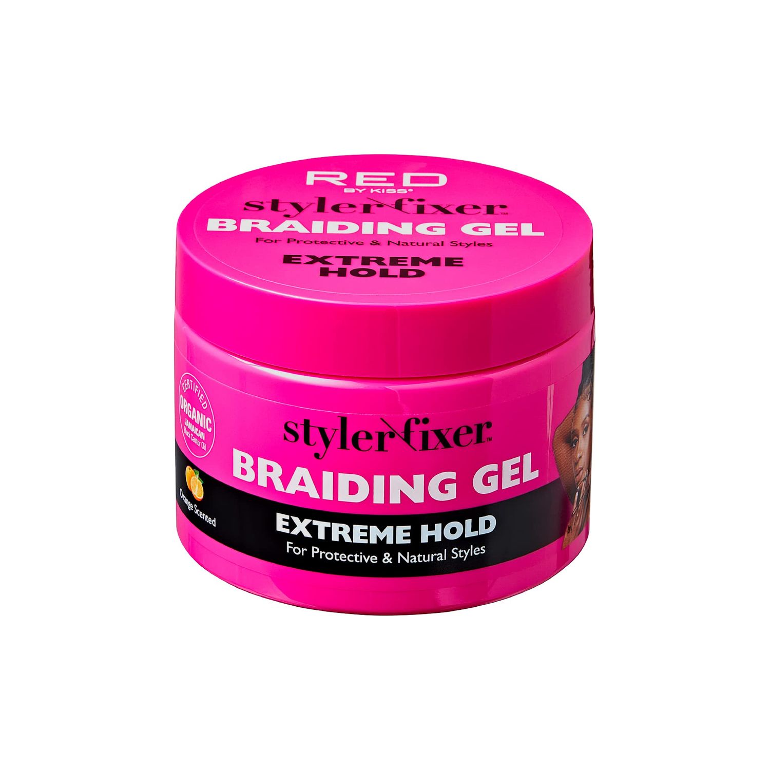 Red by Kiss Braiding Gel Extreme Hold Styler Fixer for Box Braids &amp; Cornrows, Hydrating, Conditioning, Long-Lasting Frizz Control, 4C Moisturizing, Nourishing High Shine (6 fl. oz.)