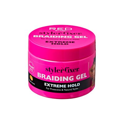 Red by Kiss Braiding Gel Extreme Hold Styler Fixer for Box Braids &amp; Cornrows, Hydrating, Conditioning, Long-Lasting Frizz Control, 4C Moisturizing, Nourishing High Shine (6 fl. oz.)