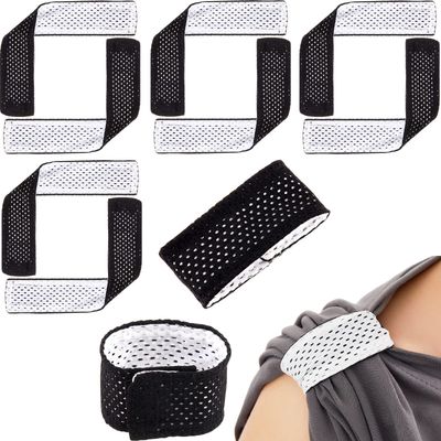 Amylove 4 Pairs Jersey Sleeve Bands Sleeve Holders Soccer Sleeve Ties with Hook and Loop for Sports Activities(Black, White)