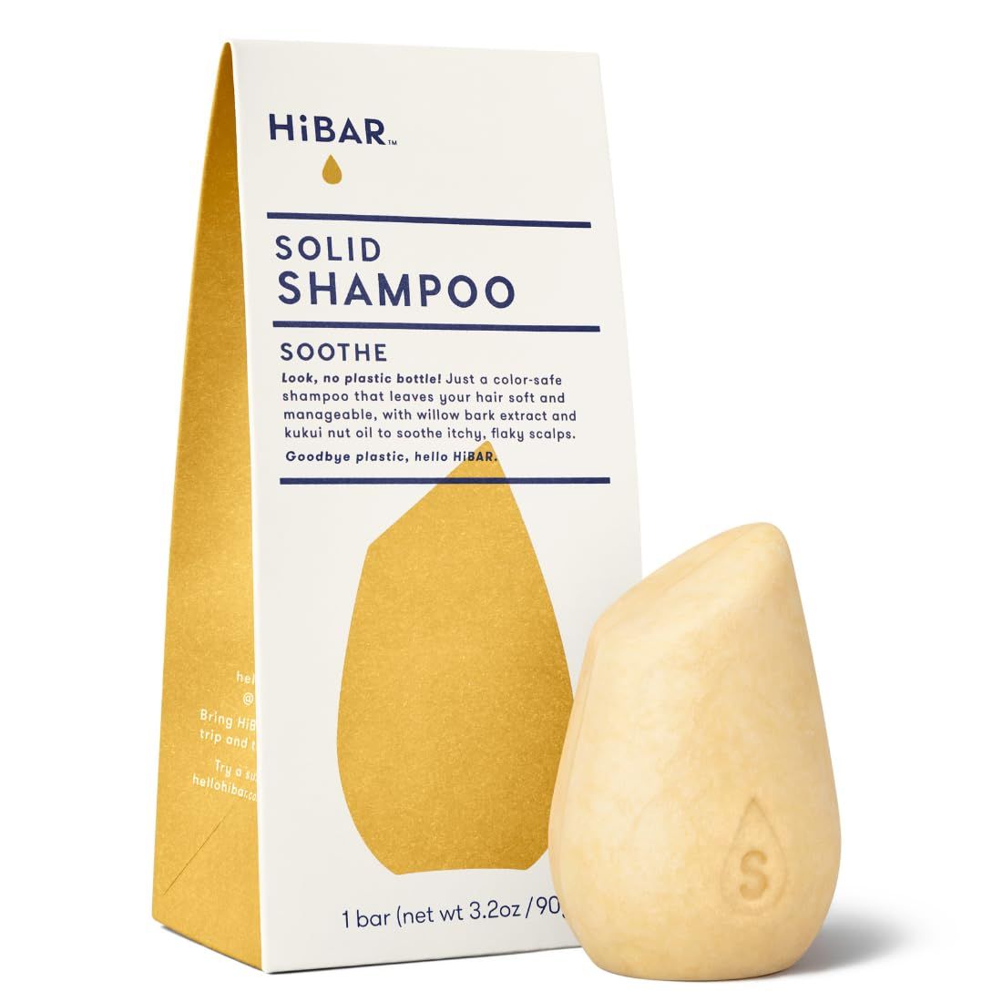 HIBAR - Soothe Shampoo Bar - For Dry, Itchy, Flaky Scalps - Improves Scalp Health - With Willow Bark Extract &amp; Salicylic Acid - Plastic-Free - Soap, Paraben &amp; Sulfate-Free - Color Safe - 1 Solid Bar