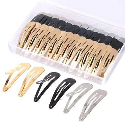 60 Pcs Snap Hair Clips with Storage Box, 2 Inch No Slip Metal Hair Clips Barrettes for Styling, Hair Pins Accessories for Toddlers, Girls, Kids, Teens, Women(Gold, Silver, Black)