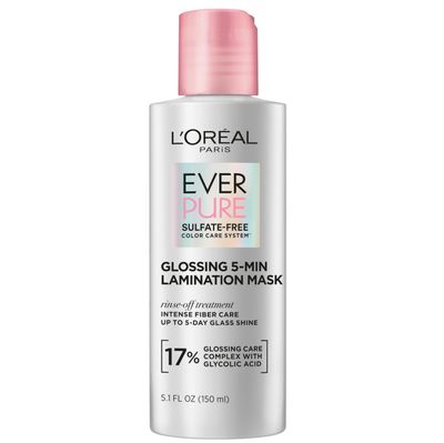 L&#39;Oreal Paris Glossing Lamination Hair Mask with Glycolic Acid, Hair Treatment for Lasting Shine and Smoothness for Dull, Dry Hair, EverPure, 5.1 Fl Oz