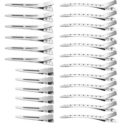 65Pcs Duck Billed Hair Clips for Styling Sectioning, Metal Silver Alligator Hair Clips for Women, 3 Sizes Long Hair Clip for Roller, Pin Curl Loc Clips for Retwist, Salon, Barber, Bows DIY
