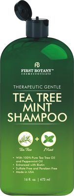 First Botany, Tea Tree Oil Shampoo 16 fl oz - Anti Dandruff Shampoo Natural Oil cleanser For Dry Itchy &amp; Flaky Scalp - Sulfate Free Paraben Free Cleanser - Prevents Head Lice &amp; Thinning