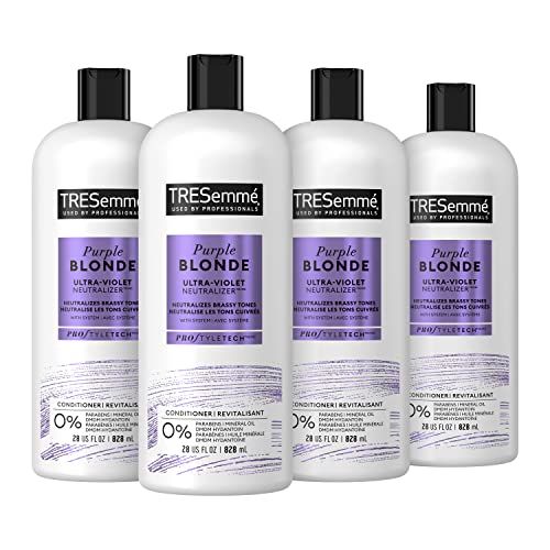 TRESemm Purple Blonde Conditioner 4 Count for Blonde &amp; Silver Hair Formulated with Ultra-Violet Neutralizer Technology 28oz
