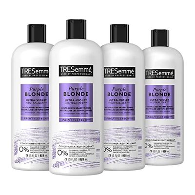 TRESemm Purple Blonde Conditioner 4 Count for Blonde &amp; Silver Hair Formulated with Ultra-Violet Neutralizer Technology 28oz