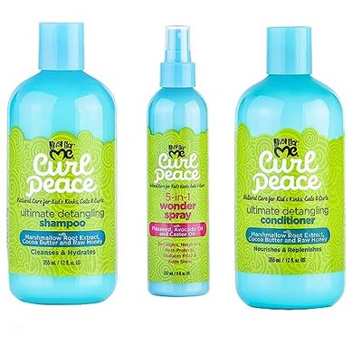 Just For Me Kids Curl Peace Hair Products Combo (SHAMPOO, CONDITIONER &amp; WONDER SPRAY)