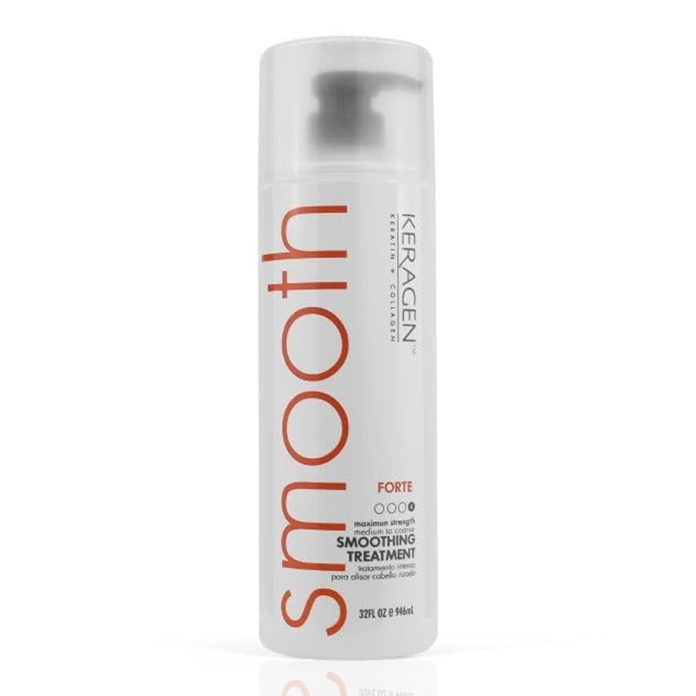 Keragen Brazilian Smoothing Keratin Hair Treatment | Sulfate-Free Blowout System for Dry, Damaged, Curly, or Frizzy Hair | Forte Formula | Medium to Coarse Hair | 32 Oz